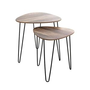 HAKU Möbel Juego de 2 mesas auxiliares roble, negro, MDF, m…