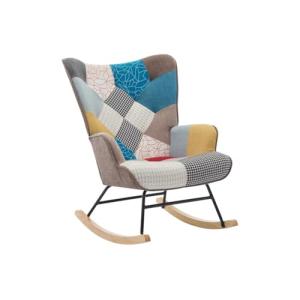 Vente-unique - Sillón Mecedora de Tela Patchwork Multicolor…