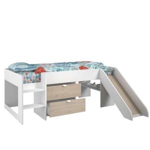 Miroytengo Cama Happy Melamina 78x204x184 cm - Roble Y Blan…