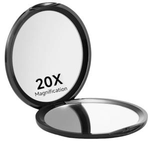 Kabwea Espejo de Bolsillo Negro con Aumento 1X/20X, Ideal p…