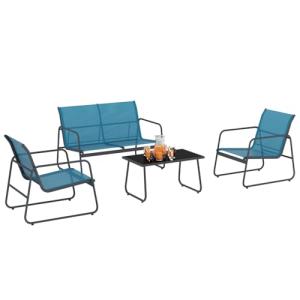 IDMarket - Salón de jardín bajo Málaga 4 plazas con sofá, s…
