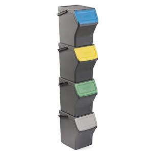 Tatay Set 4 Cubos de Basura con tapa modular, apilables, 20…