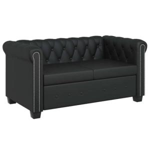 vidaXL Sofá Tipo Chesterfield 2 Plazas Revestimiento de Cue…