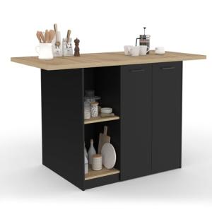 IDMarket – Ilot central BAO 140 cm 4 personas madera negra…
