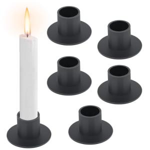 RISVOWO Portavelas Negro, 6 Piezas Portavelas para Velas de…