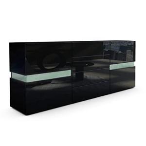 Vladon Aparador Flow, Negro Mate/Negro de Alto Brillo - Cóm…