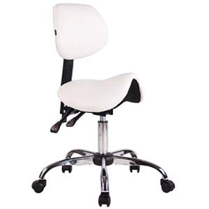 Taburete con Ruedas Stuttgart Tapizado En Cuero PU I Tabure…