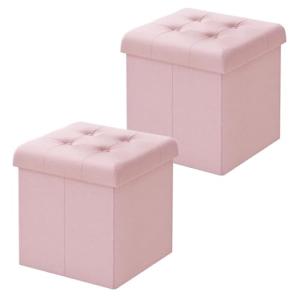 WOLTU Juego de 2 Puff Baúl Plegable CuadradoTaburete para A…