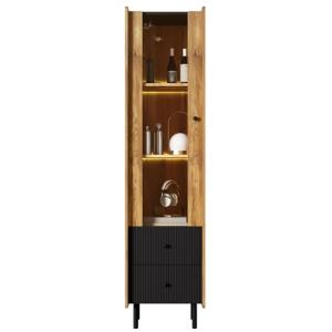 Azkoeesy Vitrina de cristal de 180 cm de altura, con ilumin…