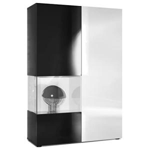 Vladon Vitrina Cómoda Morena, Cuerpo en Negro Mate/Puerta D…