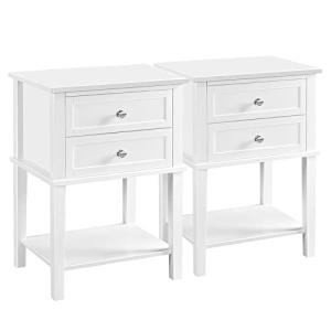Yaheetech 2pcs Mesitas de Noche Blancas 45x35x61cm con 2 Ca…