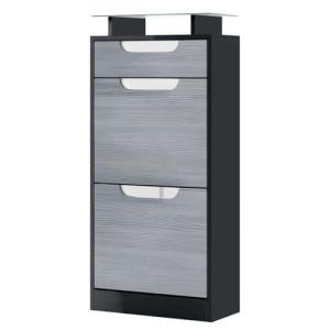 Vladon Gabinete de Zapatos Fiesta V2, Cuerpo en Negro Mate/…