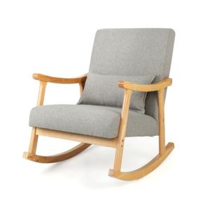 GIANTEX Silla Mecedora Tapizada con Marco de Madera de Cauc…