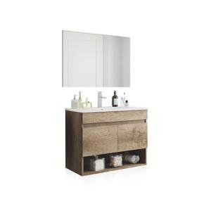 duehome | Mueble de Baño Suspendido con 2 Puertas y Espejo,…