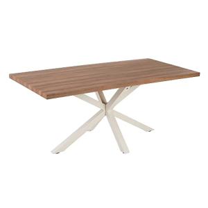LOLAhome Mesa de Comedor para 8 Personas de Metal y DM Blan…