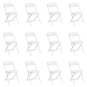 Pack 12 Sillas Plegables Blancas 44x44x80 cm – HDPE y Acero…