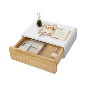 SUMGAR Mesita de Noche Suspendida Blanca de Madera con Cajó…