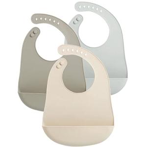 PandaEar Paquete de 3 Baberos Impermeables de Silicona para…