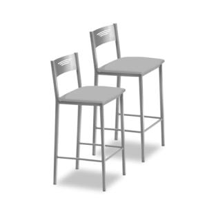 ASTIMESA Dos Taburetes Alto de Cocina 60 cms Polipiel Gris