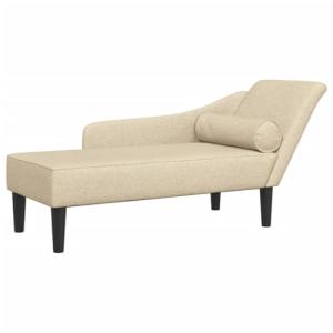 vidaXL Sofá diván con Cojines Tela Crema, Chaise Longue Sil…