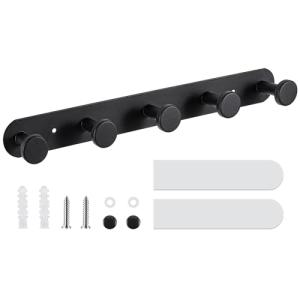 Dntorx Perchero negro resistente con 5 ganchos, perchero ad…