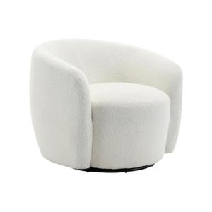 Vente-unique - Sillón Giratorio de bouclé Blanco VEREIDE