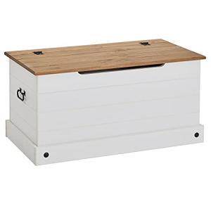 CARO-Möbel Baúl de madera de pino macizo, Cajas en color bl…