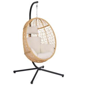 IDMarket – Sillón colgante calado efecto ratán con cojín cr…