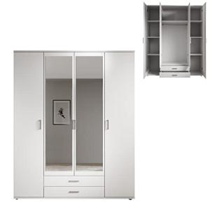 MerkaHome - Armario 4 Puertas y 2 cajones con Espejo 160 cm…