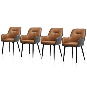 TUKAILAI Juego de 4 sillas de comedor de piel sintética, co…