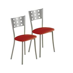 ASTIMESA SCMCRO Dos sillas de Cocina, Metal, Rojo, Altura d…