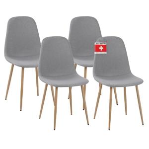 ALBATROS Fano Sillas, Poliéster, Gris, Set de 4, 4 Unidades
