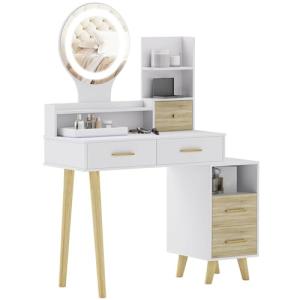 HOMCOM Tocador de Maquillaje con Espejo y Luces LED Mesa de…