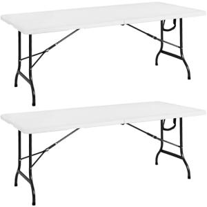 CASARIA® Set 2 Mesas Buffet Plegable Plástico Jardín 183x76…