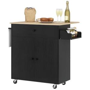 HOMCOM Isla de Cocina con ala Abatible Carrito de Cocina Mu…