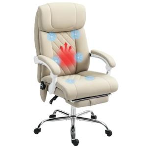 HOMCOM Silla de Oficina con Masaje de 6 Puntos Reclinable S…