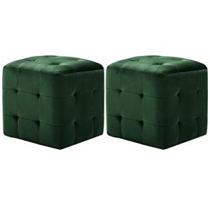 ZEYUAN Puf 2 Unidades Terciopelo Verde 30x30x30 cm, Reposap…