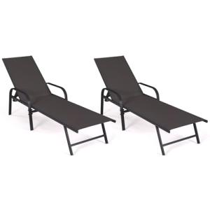 IDMarket - Juego de 2 tumbonas de jardín reclinables Fiji d…