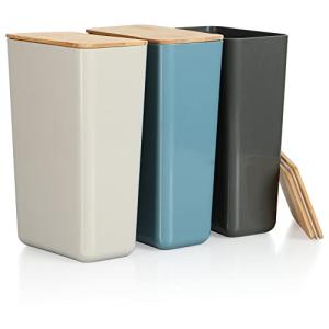 COM-FOUR® Caja de almacenamiento 3x con tapa de bambú - caj…