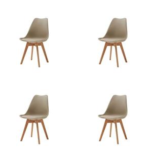 HJhomeheart Juego de 4 Sillas de Comedor, Patas de Madera M…