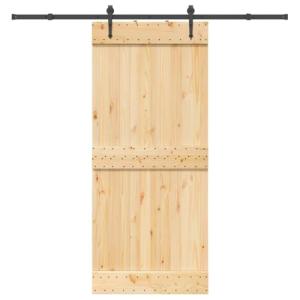 vidaXL Puerta corredera con herrajes madera maciza de pino…