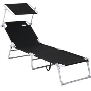 CASARIA® Tumbona con Parasol Jardín Playa Plegable Carga 15…
