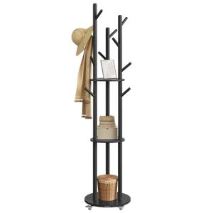 VASAGLE Perchero de Pie, Perchero con 11 Ganchos y 3 Estant…