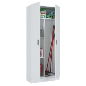Miroytengo Armario Escobero 2 Puertas Multiusos Blanco, Asp…