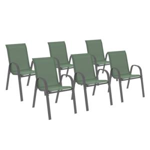IDMarket LYMA - Juego de 6 sillas de jardín apilables de me…