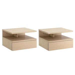 HOMCOM Juego de 2 Mesitas de Noche Flotantes Mesitas de Noc…