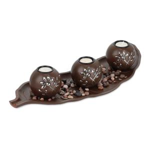 Relaxdays Set Portavelas con Bandeja y Piedras Decorativas,…