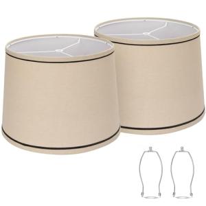 Juego de 2 pantallas de lámpara de tambor de tela mediana p…