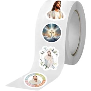 Uzztfa 500 Pegatinas Cristianas De Jesús, Rollos De Sellos…
