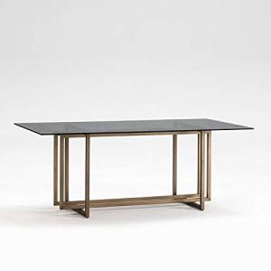 HABITMOBEL Mesa Comedor 190X100X75 Cristal Ahumado/Metal Do…